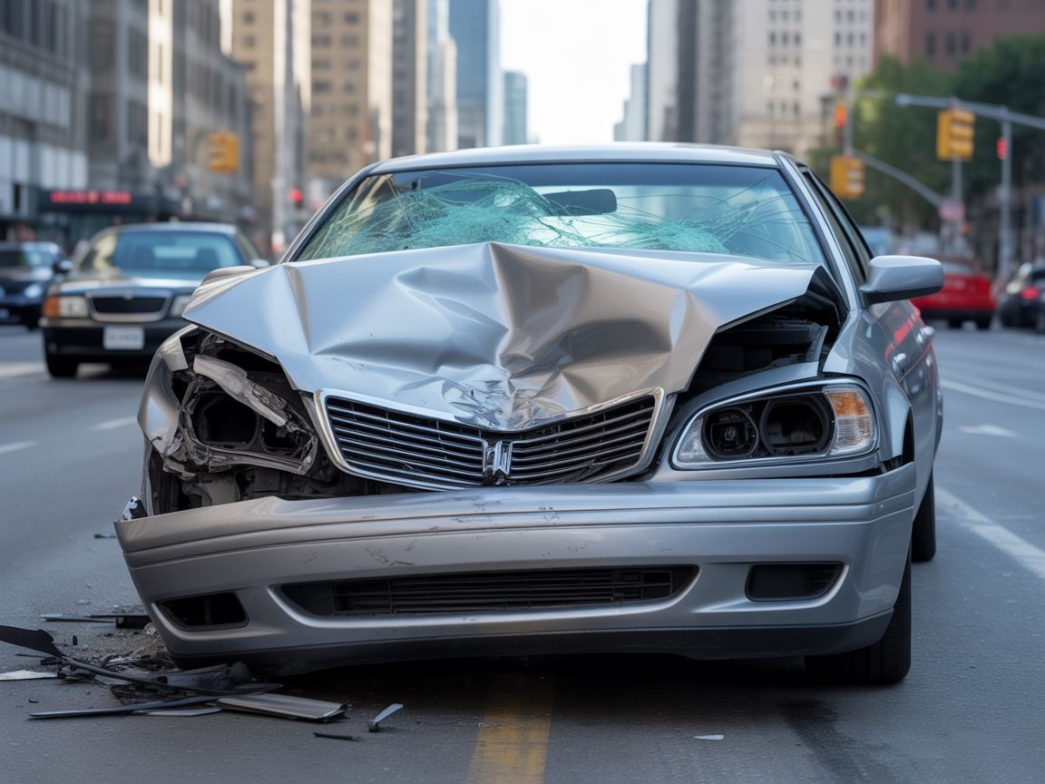 zniszczony przód auta